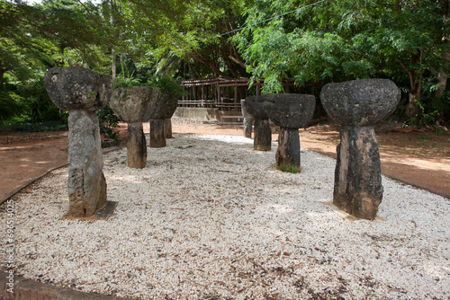 Guam Island Latte stones on a sunny summer day
