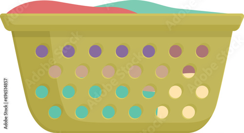 Textile clothes of basket icon cartoon vector. Laundry pot. Home wash machine
