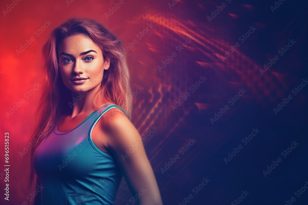 Sweat in Style: A Close-Up of a Female Fitness Pro, Ready for Your Unique Message or Ad Sweat in Style: A Close-Up of a Female Fitness Pro, Ready for Your Unique Message or Ad