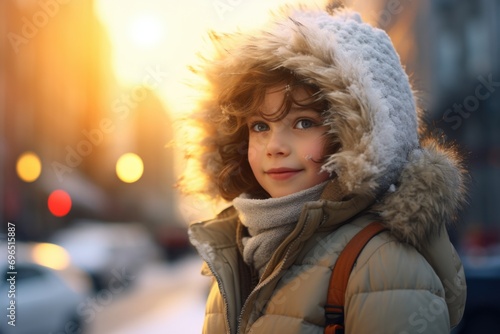 Wallpaper Mural A young girl dressed in a furry hat and jacket. This image can be used to portray winter fashion or outdoor activities in cold weather Torontodigital.ca