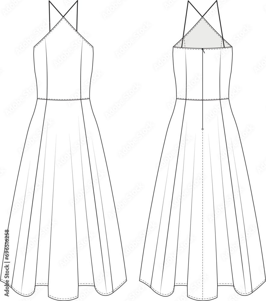 spaghetti strap halter neck flared long maxi midi a line dress template spaghetti strap halter neck flared long maxi midi a line dress template