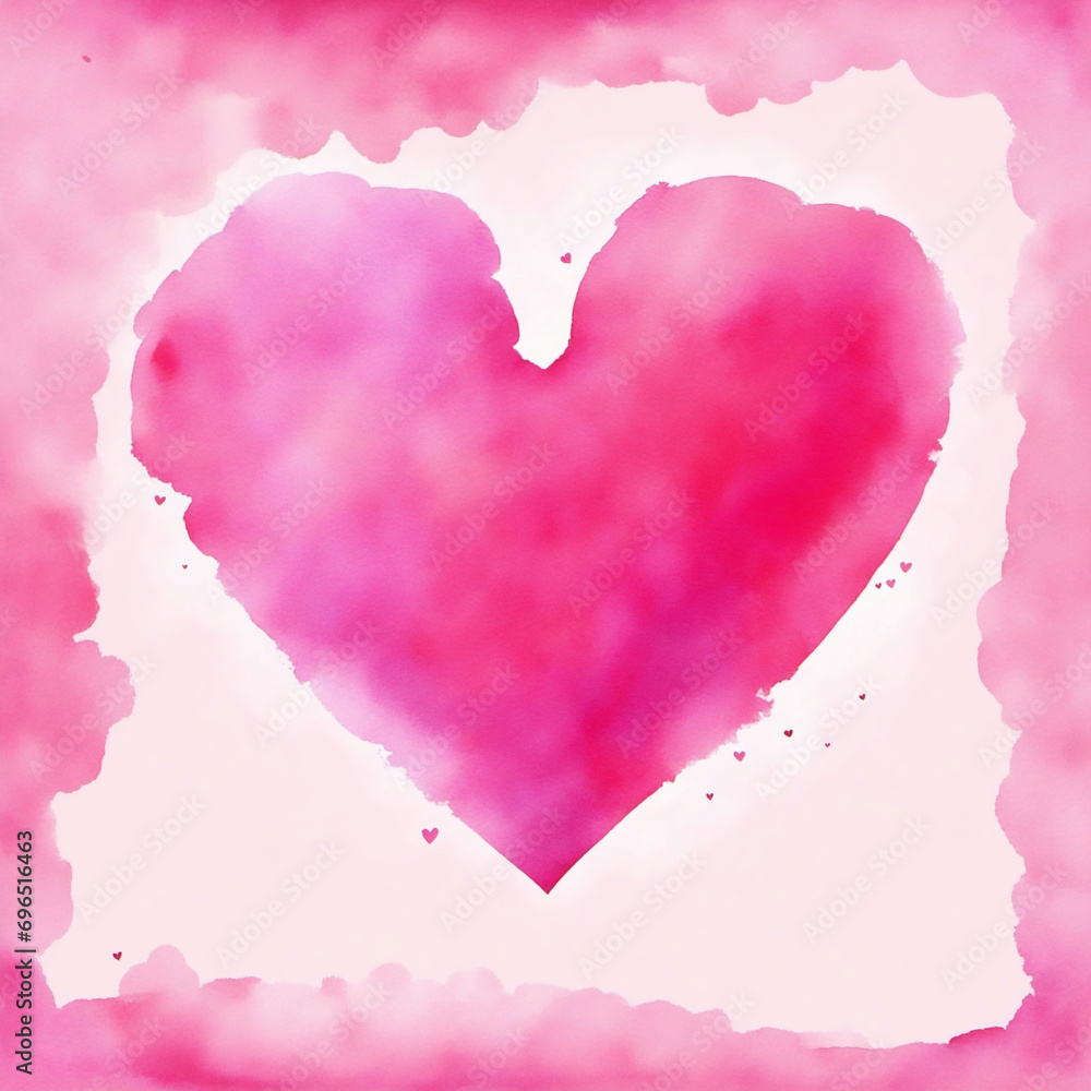 Hand-drawn painted cute pink heart, element for design. Valentine's day. For holiday, postcard, poster, carnival, banner, birthday and children's illustration. Watercolor Beautiful heart. Love