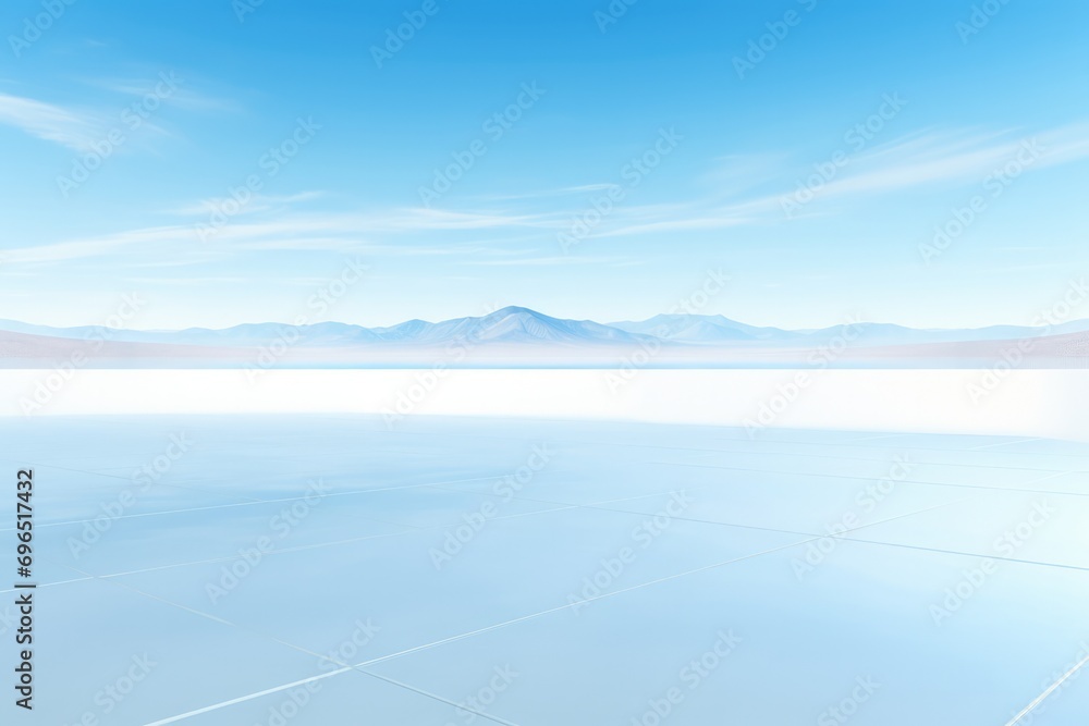 Serene Blue Landscape Reflecting On An Immaculate Floor