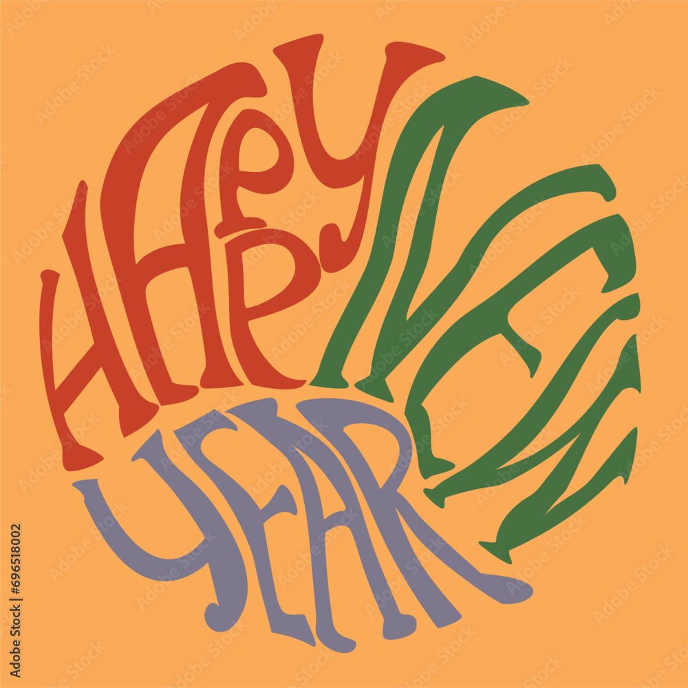 Obraz premium Happy new year vector hand drawn lettering