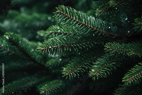 Detailed Look At A Textured Fir Tree Branch For Christmas