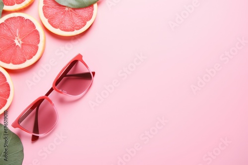 Summer Vibes Enhanced With A Pink Flat Lay Background