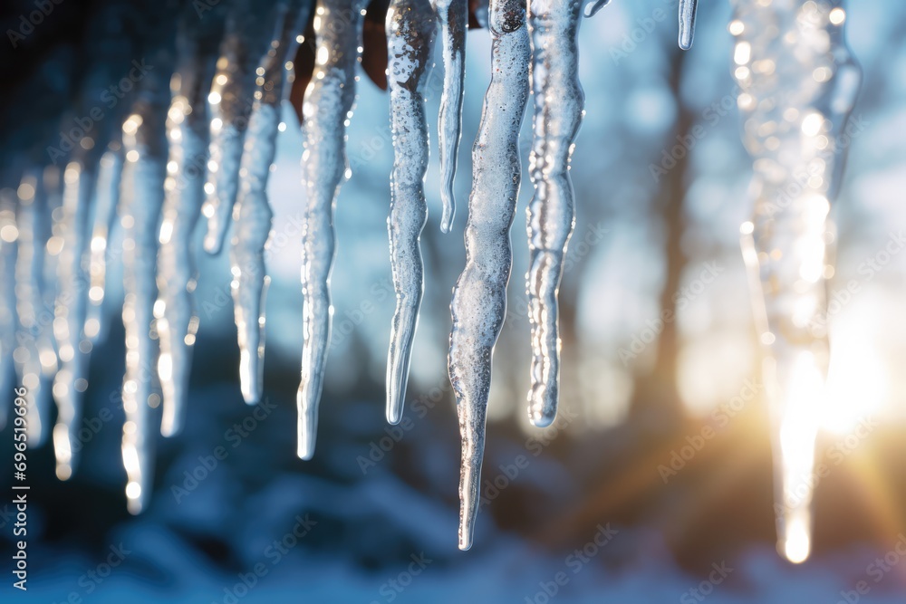 Capturing The Final Moments Of Winter: Closeup Of Melting Icicles Capturing The Final Moments Of Winter: Closeup Of Melting Icicles