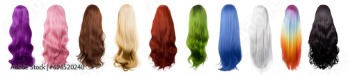 Long glamour HAIR set of various COLORS and HAIRSTYLES - premium collection of isolated transparent PNG background hair - full view - back view - isolated - nobody visible, only the hair photo