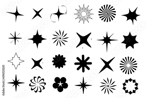 Brutalist shapes for Swiss minimal style design.  Trendy Y2k cool Bauhaus geometric postmodern primitive figures. Brutalist contemporary stars and flowers. Vector illustration decorative pattern photo