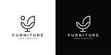 Simple Minimalist Furniture Logo.  Interior Sofa Chair with Modern Lineart Outline Style. Furnishing Logo Design Template.