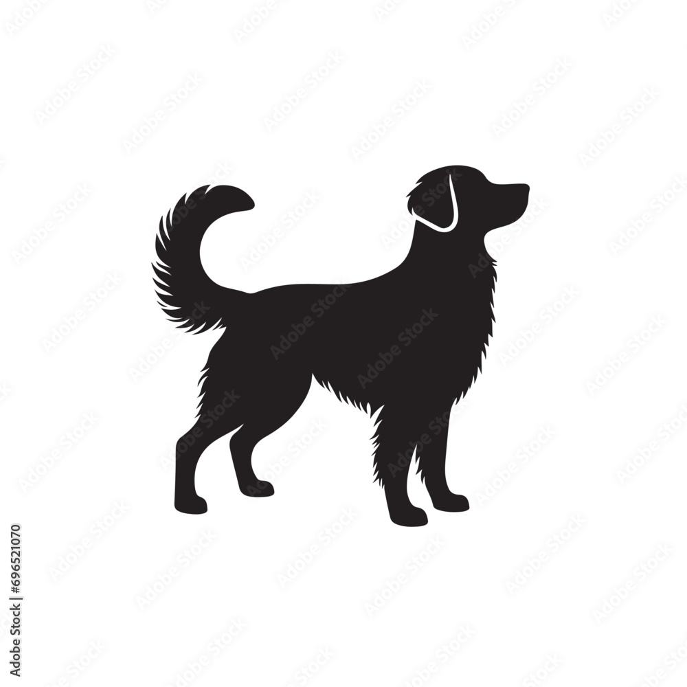 Running Pooch Silhouette - Dynamic Silhouetted Dog in Playful Motion, Ideal for Conveying a Playful and Energetic Vibe

