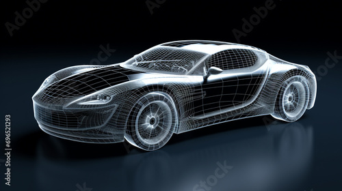 sports car displayed in wireframe model