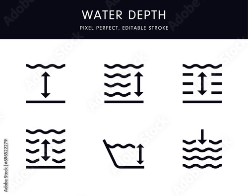 Water Depth Icons Set