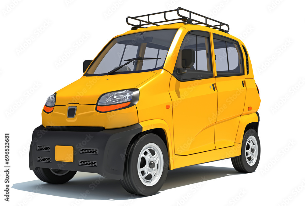 Fototapeta premium Auto Mini Taxi 3D rendering on white background