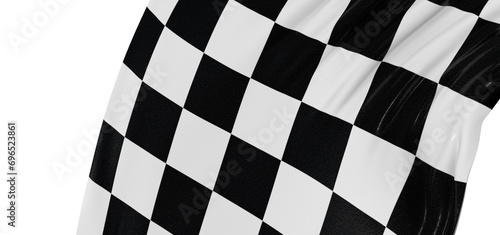 Fototapeta Naklejka Na Ścianę i Meble -  Wavy racing checkered flag with diagonal folds. Realistic 3d render