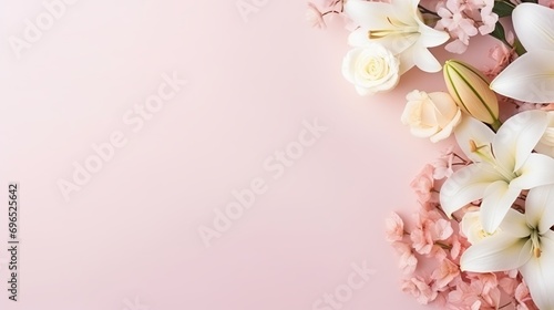 A picture of flowers in bloom with copy space in the background.