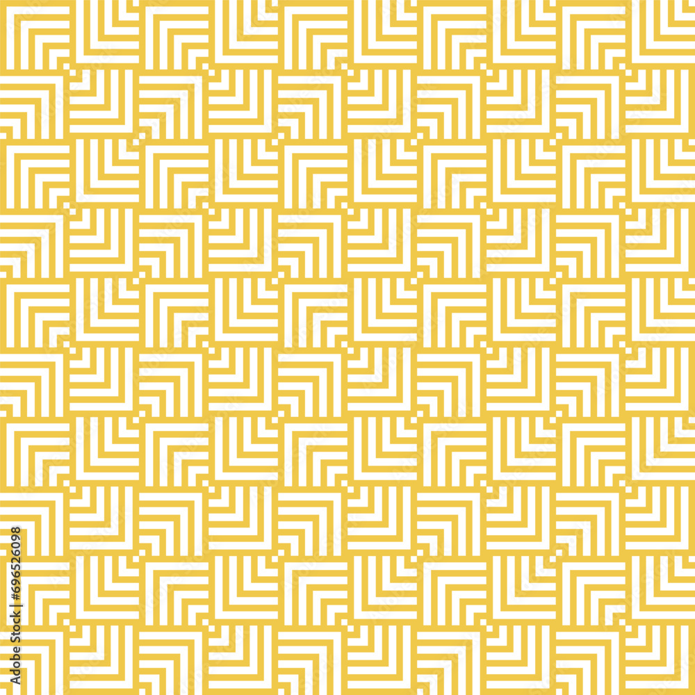 Yellow and White Seamless abstract geometric overlapping squares pattern