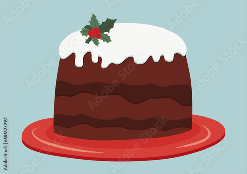 Christmas baking, cake with cream, panettone,Traditional New Year food, Christmas pudding