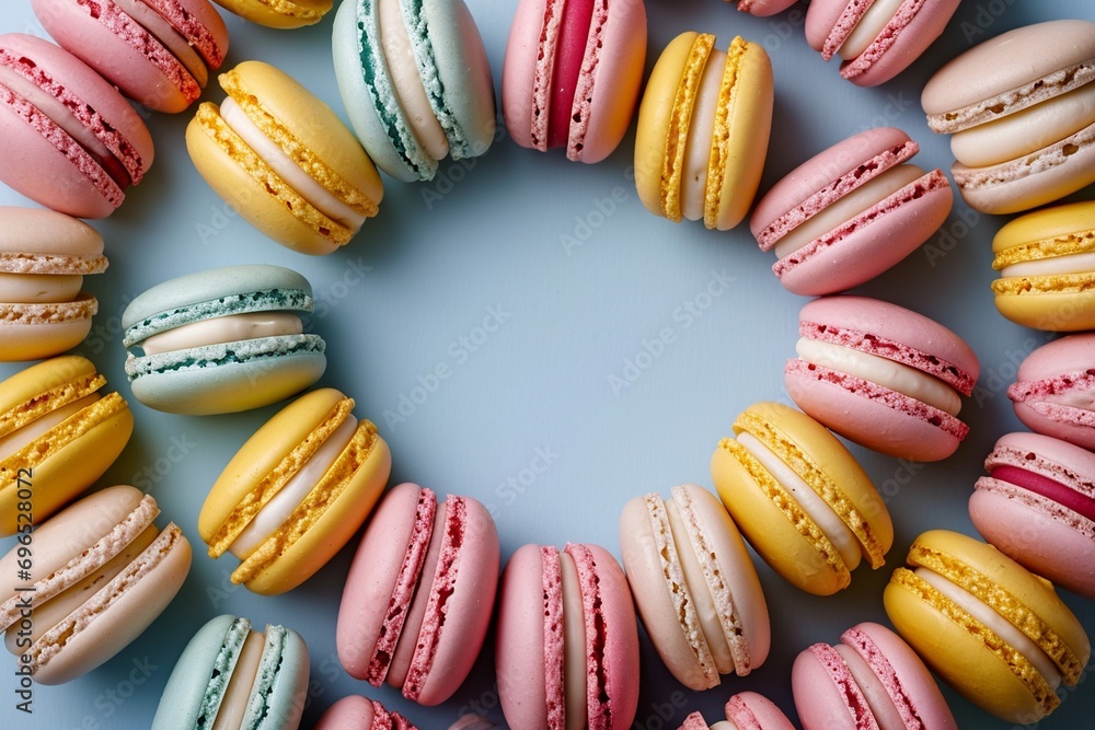 Colorful Macarons Array: Top View Flat Lay
Colorful Macarons Array: Top View Flat Lay
