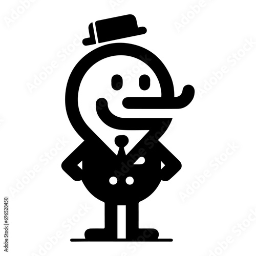 minimal carton funny character, Mr. duck, vector silhouette, white background