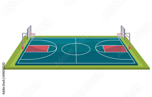 Perspective view of basketball court Vector illustration