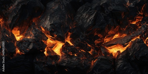 A close-up view of a fire with rocks in the background. Perfect for adding warmth and ambiance to any project