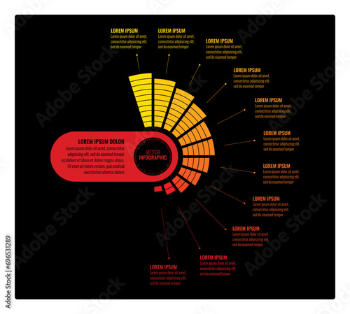 round business infographic template. eleven options web, annual report, internet information template