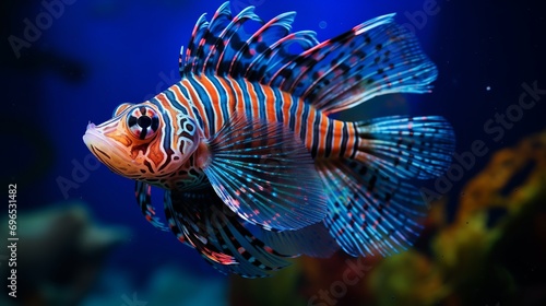 The mandarin fish has a beautiful color and can fight. a close-up of mandarin fish. is it a mandarin fish or mandarin dragonet? © Akbar