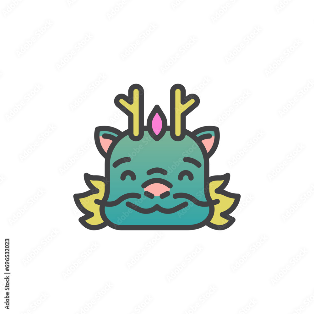 Smiling Dragon Face with Smiling Eyes filled outline icon Smiling Dragon Face with Smiling Eyes filled outline icon