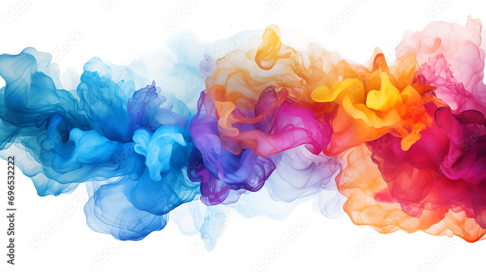 Light color, watercolor tie dye, white background, bright colors, smoke. colorful background - obrazy, fototapety, plakaty 