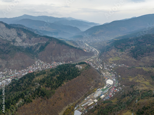 Aerial view of abandoned Composers House in Borjomi, Georgia 2023