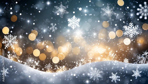 christmas background design of snowflake and bokeh with light effect vector illustration © Sawyer