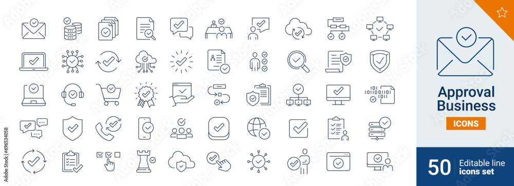 Approval icons Pixel perfect. Check, mail, files, .... Approval icons Pixel perfect. Check, mail, files, ....