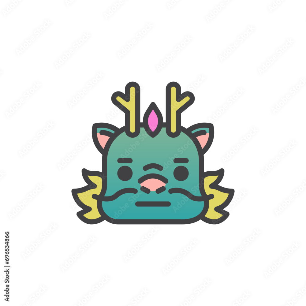 Neutral Dragon Face Emoticon filled outline icon Neutral Dragon Face Emoticon filled outline icon
