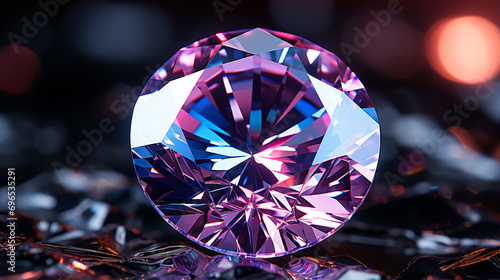 Purple and Pink Diamond on Blue Background