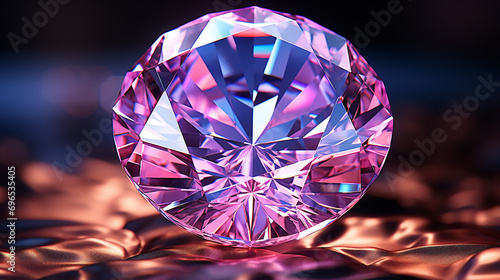 Purple and Pink Diamond on Blue Background