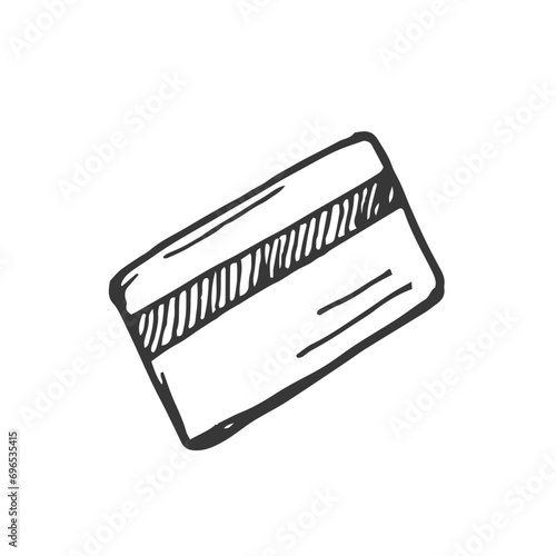 Credit card doodle sign,hand-drawn business symbol, buying concept in sketch style.Simple design drawing by ink, pen,marker.Isolated.