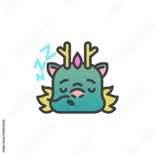 Dragon Sleepy Face Emoticon filled outline icon