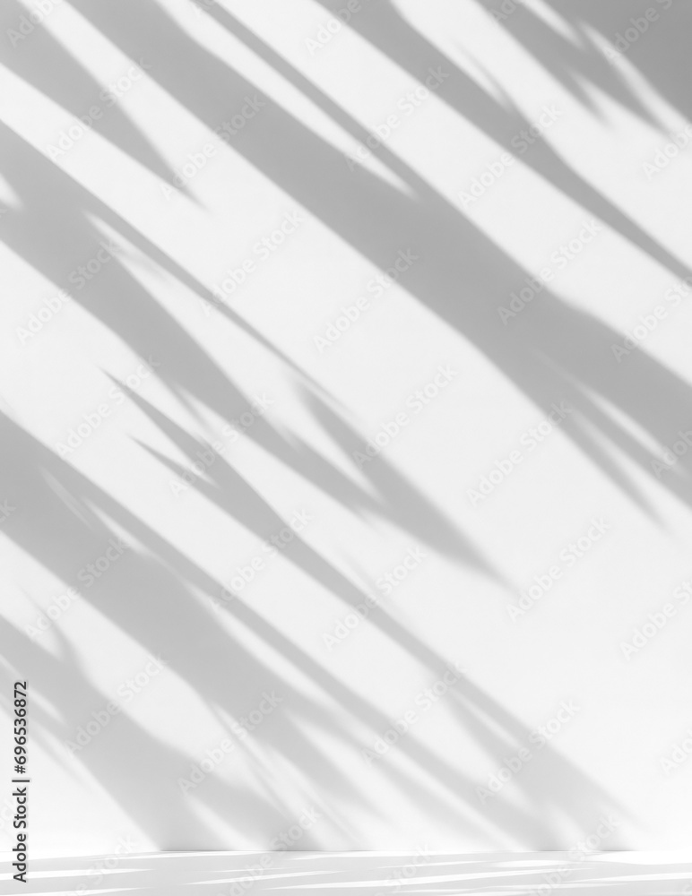 Obraz premium Plant shadow on a white wall, transparent background, overlay, PNG