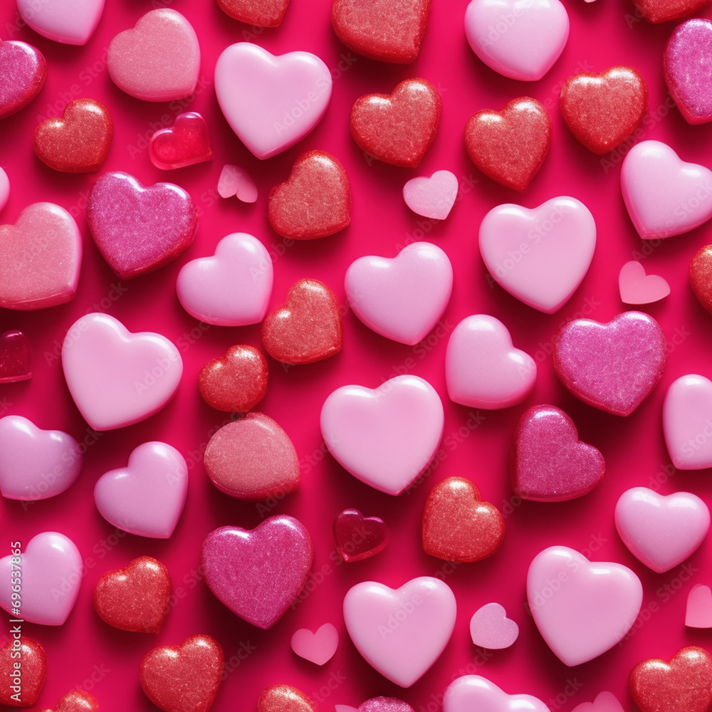 heart candies on pink background - generated by ai
