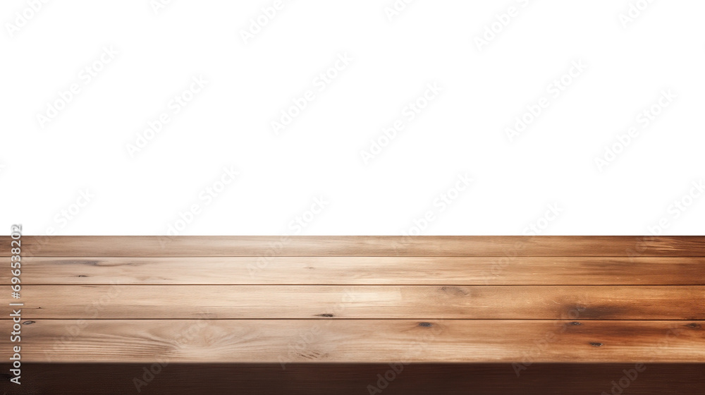 Realistic wooden table, isolated on transparent background, for product promotion placement, marketing display product, png