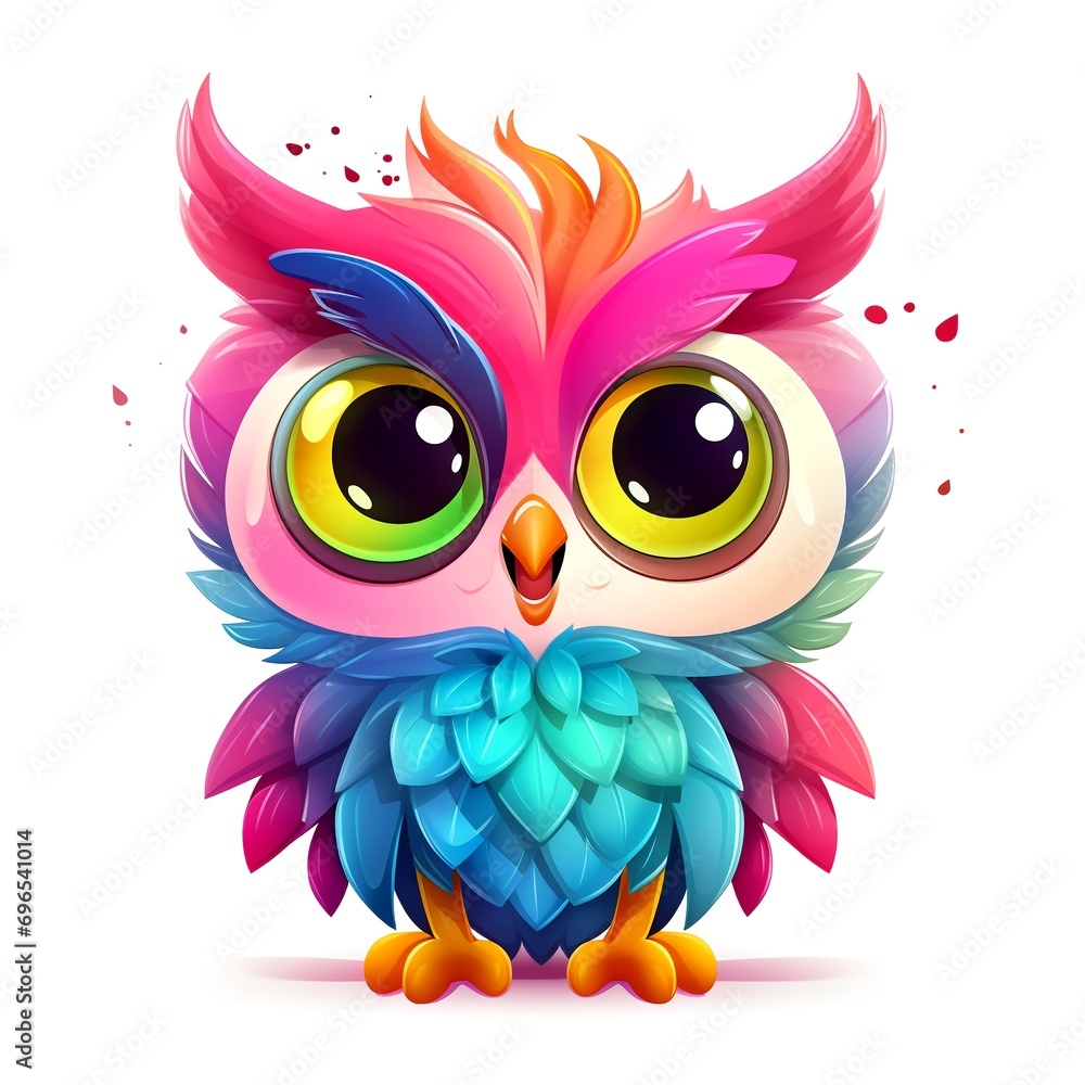 Cute rainbow owl. Clipart is a great choice for creating cards, invitations, party supplies and decorations. AI generated.