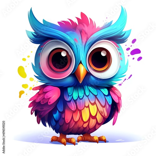 Cute rainbow owl. Clipart is a great choice for creating cards, invitations, party supplies and decorations. AI generated.