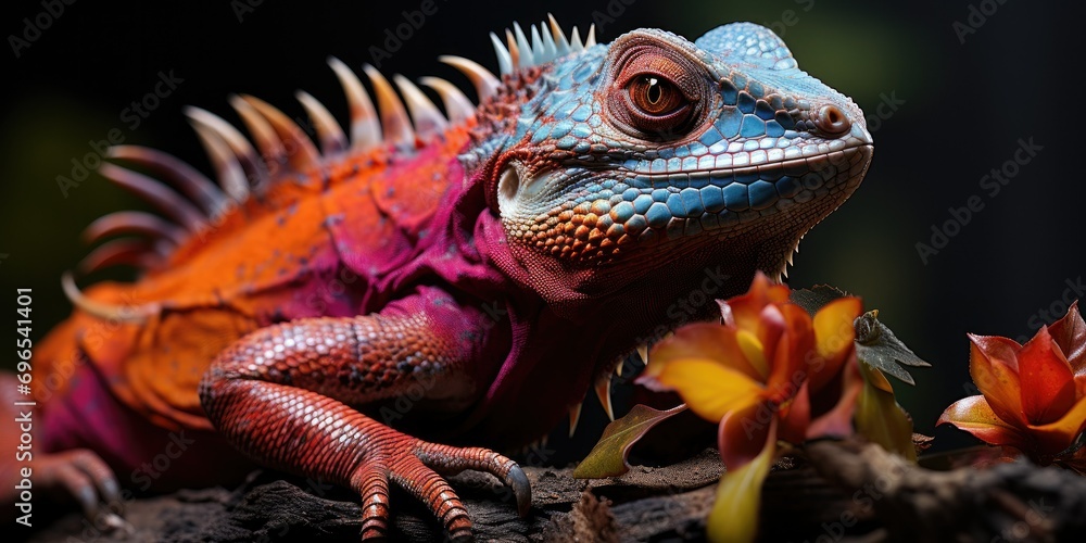 lizard's colorful markings and natural pose create a captivating image, showcasing the beauty of reptilian life in its natural habitat. 