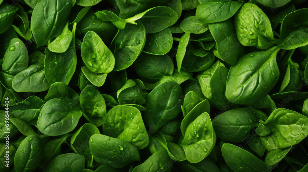 Background green food vegetable organic fresh raw plant leaves spinach nature healthy salad - obrazy, fototapety, plakaty 