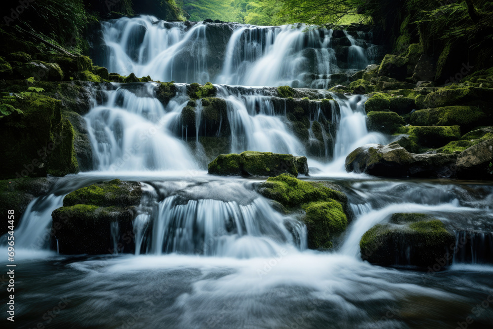 Stream waterfall beauty landscape forest cascade travel water nature green
