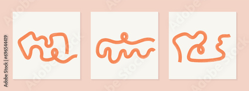 Childish bold line shapes. Hand drawn grunge textured gbrush strokes vector poster, wall art