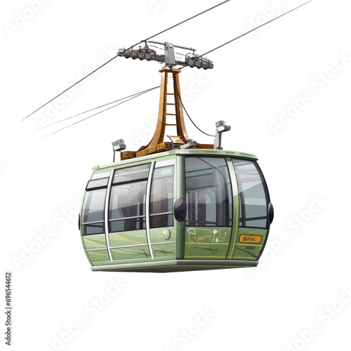Cable car isolated on white or transparent background