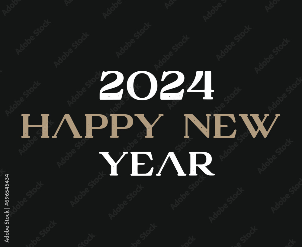 Happy New Year 2024 Abstract Brown And White Graphic Design Vector Logo Symbol Illustration With Black Background Happy New Year 2024 Abstract Brown And White Graphic Design Vector Logo Symbol Illustration With Black Background