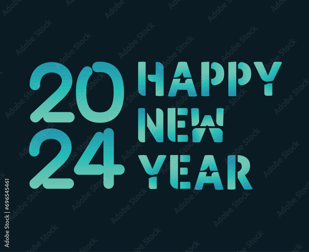 Happy New Year 2024 Abstract Cyan Graphic Design Vector Logo Symbol Illustration With Blue Background Happy New Year 2024 Abstract Cyan Graphic Design Vector Logo Symbol Illustration With Blue Background